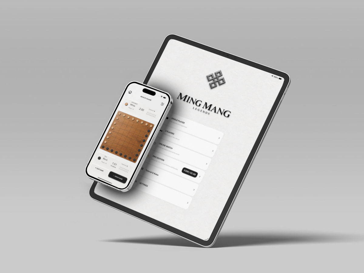 Ming Mang Legends displayed on an iPhone and iPad